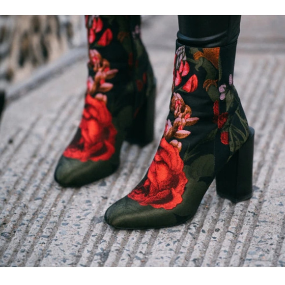 Jeffrey Campbell Shoes - Jeffrey Campbell embroidered Black Red Floral Booties